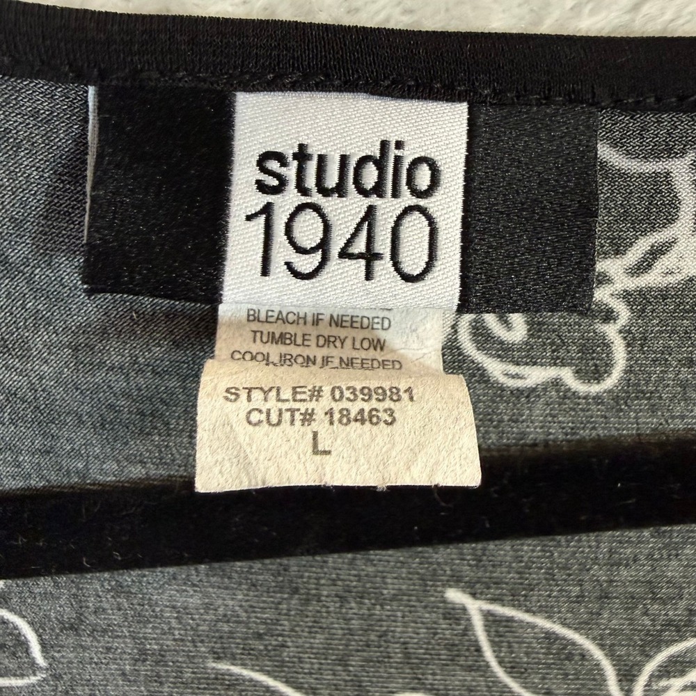 Studio 1940 L Dress Black Pink‎ Floral Polyester Stretch Cottagecore Romantic - Picture 4 of 8
